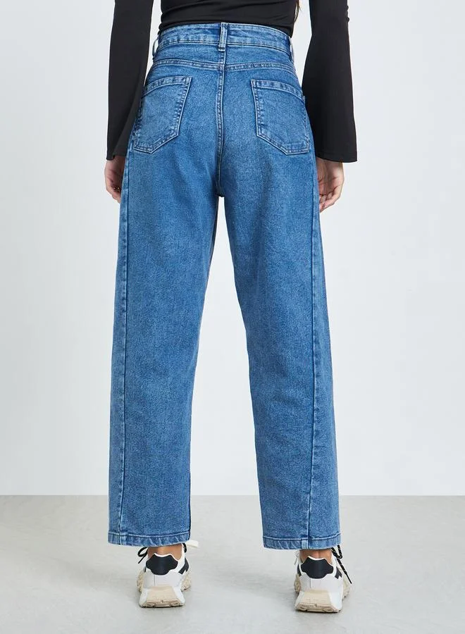 Styli  Women Blue High Rise Relaxed Fit Jeans for Women | Best Price UAE