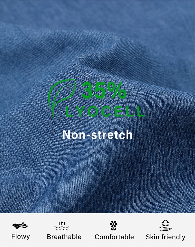 roswear Womens Jeans Non-Stretch Sweatpants Loose Fit Pull On Elastic Waist Front Seam Pants Indigo Blue Medium - Image 5