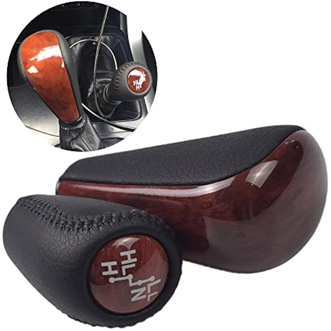 Unity Automatic Leather with Wood 4 Speed Shift Knob  Transfer Case Fit for Toyota Prado 120 2003 2004 2005 2006 2007 2008 20092PCS 4 SpeedTransfer - Image 1