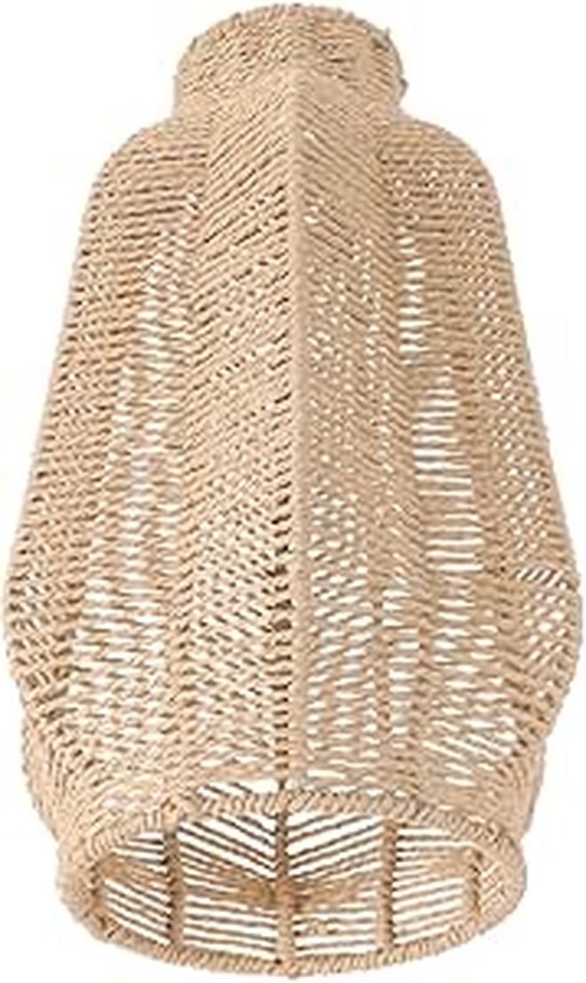 Natural Rattan Woven Pendant Lamp Shade Rustic Dining Room Living Room Decor - Image 1