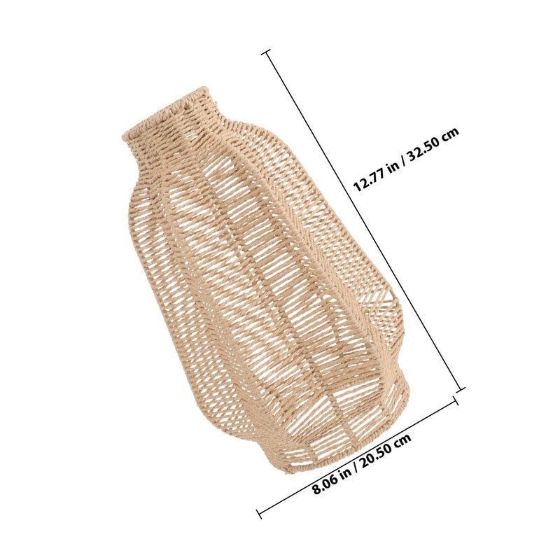 Natural Rattan Woven Pendant Lamp Shade Rustic Dining Room Living Room Decor - Image 3