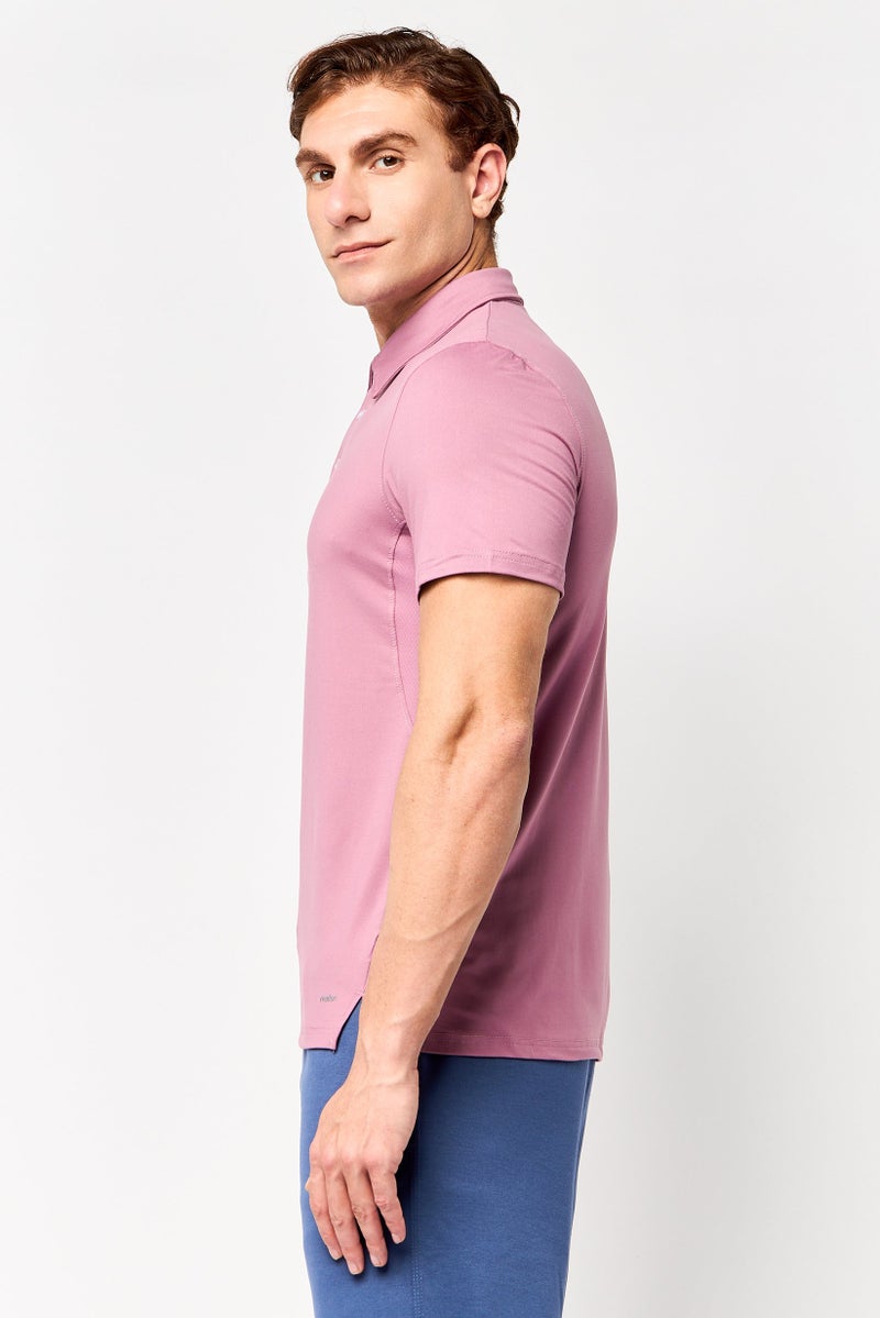 MOTION Men Sportswear Fit Short Sleeve Outdoor Cloud Polo Shirt, Old Pink - Image 3