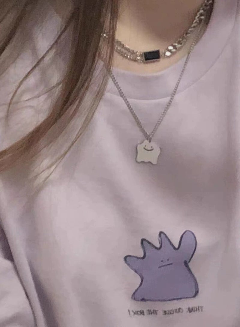 Goolsky قلادة وحش مصغرة من الفولاذ التيتانيوم الفضي للنساء – إكسسوار سلسلة الترقوة بأسلوب الهيب هوب الشيق والبارد - Image 4