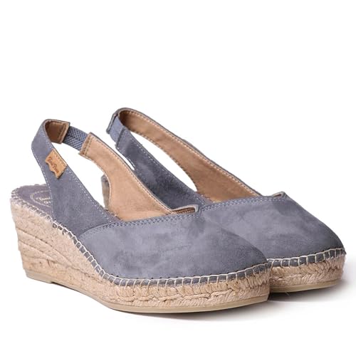 Toni Pons Women's Betty-A Espadrille Wedge Sandal, Grey Suede, 6.5-7 - Image 1