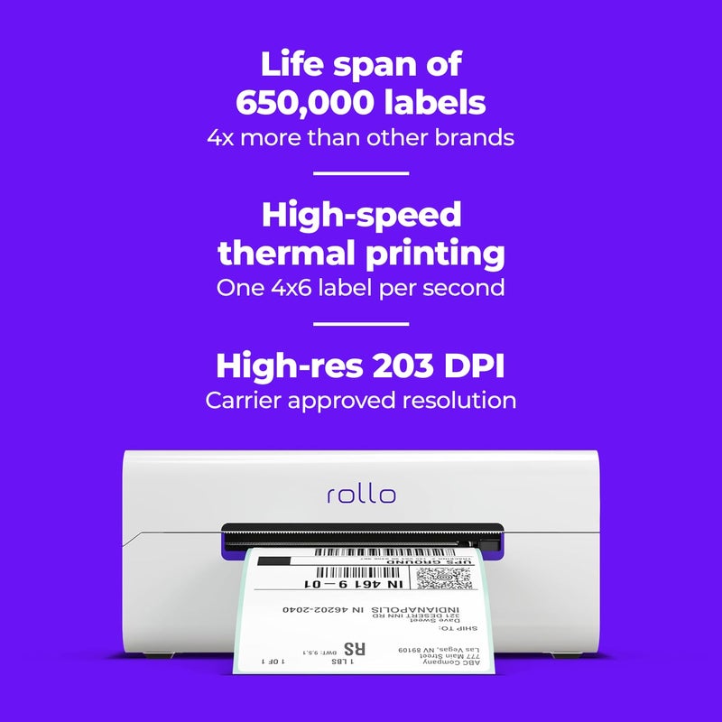 Rollo Wireless Label Printer - Wi-Fi Thermal Printer for Shipping Packages - AirPrint from iPhone, iPad, Mac - 4x6, Supports Windows, Chromebook, Android, Linux - Image 3