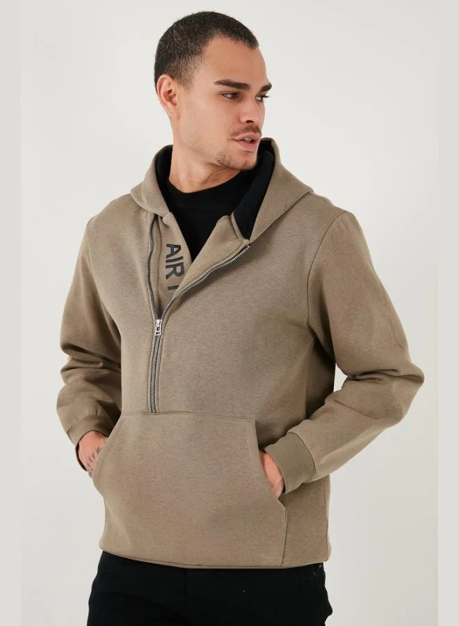 Buratti Kangaroo Pocket Zip-Up Hooded Slim Fit Sweatshirt for Men 575707