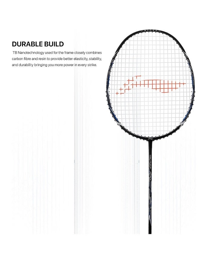 Li-Ning راكت بادمينتون بلايز 100 78 جرام من ألياف الكربون مع غلاف كامل مجاني (أسود/فضي/بحري) - Image 2