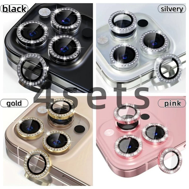 Camera Lens Glass Protector 4 Pack Black Pink Silver Gold - Image 1