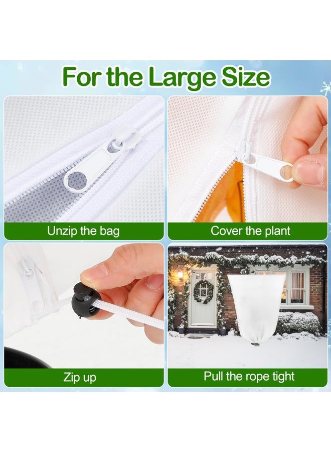 Wesnoy 12 Pack Winter Plant Covers Freeze Protection 2 Size 47" x 32" and 24" x 32" Winter Frost Cloths Blankets with Zipper Drawstring Tree Covers for Outdoor Plants Shrubs Potted Trees (White) - Image 3