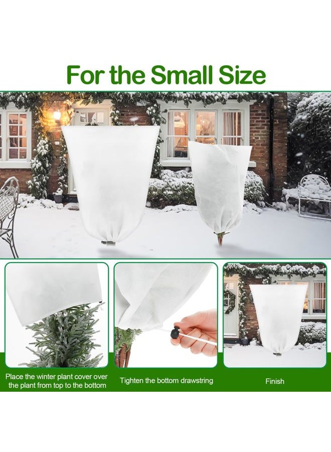 Wesnoy 12 Pack Winter Plant Covers Freeze Protection 2 Size 47" x 32" and 24" x 32" Winter Frost Cloths Blankets with Zipper Drawstring Tree Covers for Outdoor Plants Shrubs Potted Trees (White) - Image 4