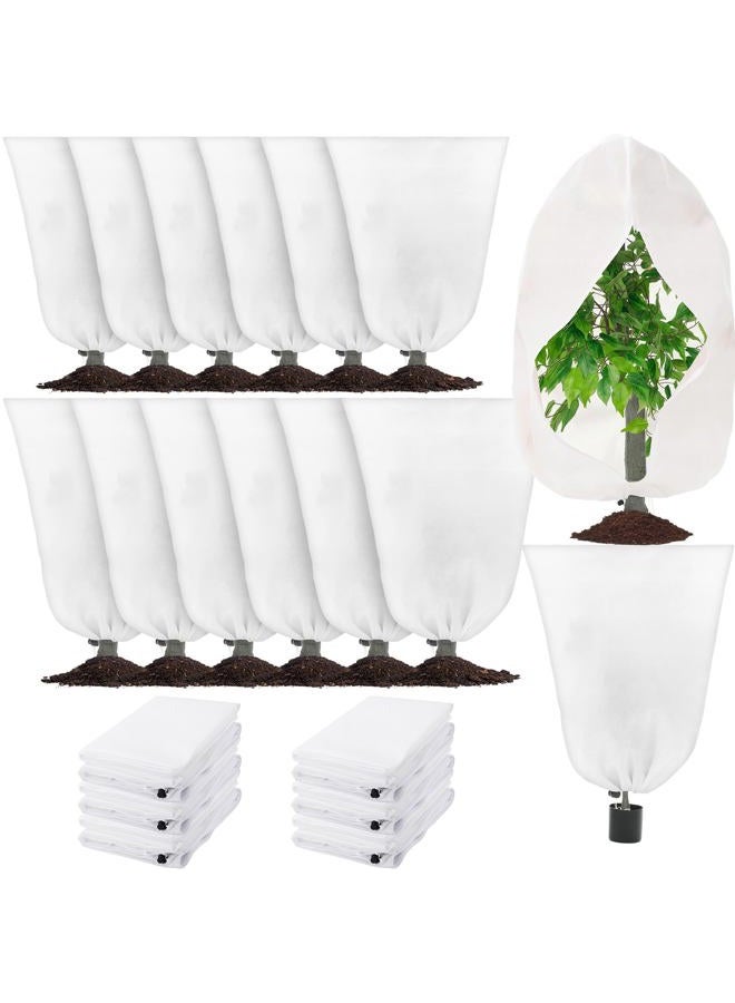 Wesnoy 12 Pack Winter Plant Covers Freeze Protection 2 Size 47" x 32" and 24" x 32" Winter Frost Cloths Blankets with Zipper Drawstring Tree Covers for Outdoor Plants Shrubs Potted Trees (White) - Image 1