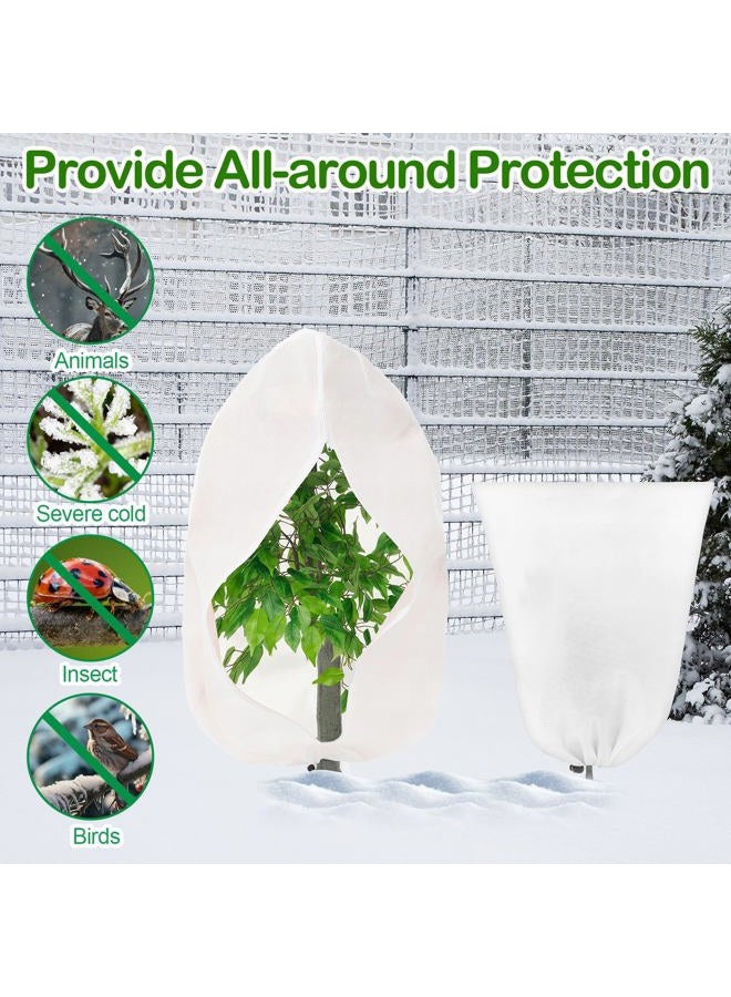 Wesnoy 12 Pack Winter Plant Covers Freeze Protection 2 Size 47" x 32" and 24" x 32" Winter Frost Cloths Blankets with Zipper Drawstring Tree Covers for Outdoor Plants Shrubs Potted Trees (White) - Image 5