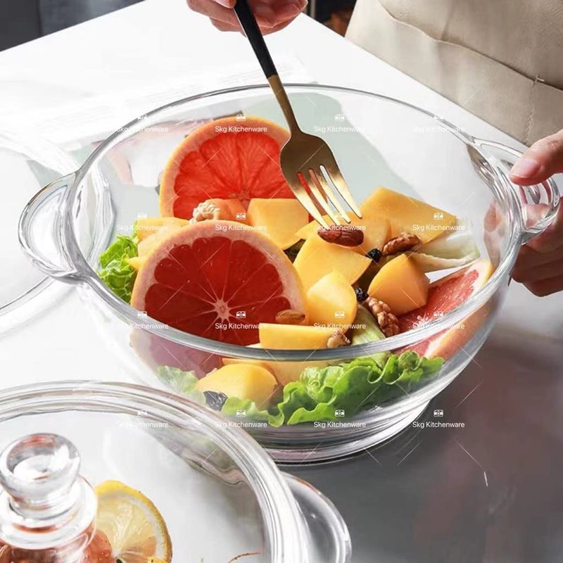 Reflector Premium 1500 ML Transparent Glass Casserole With Lid Deep Round Microwave Oven Safe 3 - Image 5
