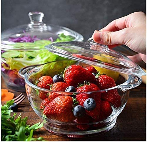 Reflector Premium 1500 ML Transparent Glass Casserole With Lid Deep Round Microwave Oven Safe 3 - Image 1