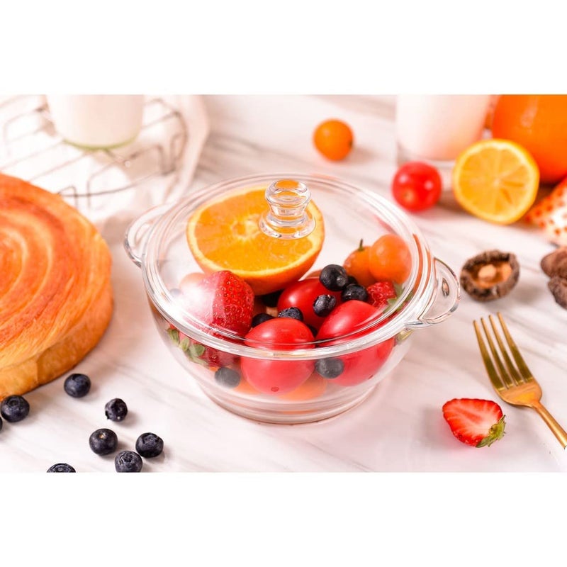 Reflector Premium 1500 ML Transparent Glass Casserole With Lid Deep Round Microwave Oven Safe 3 - Image 4
