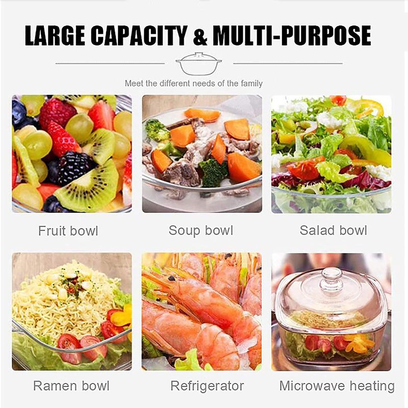 Reflector Premium 1500 ML Transparent Glass Casserole With Lid Deep Round Microwave Oven Safe 3 - Image 3