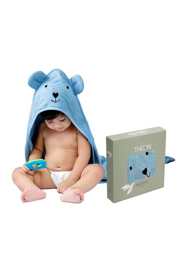 THEONI - Hooded Bamboo Towel ; Cotton Towel For Kids ; 400 Gms 85X85 Cm ; Pack Of 1Blue Colour Newborninfants And Toddlersuitable For Baby Gifts (Blue) - Image 1