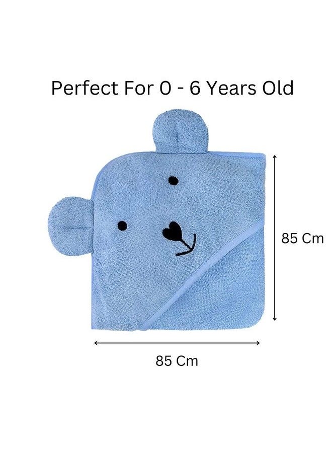 THEONI - Hooded Bamboo Towel ; Cotton Towel For Kids ; 400 Gms 85X85 Cm ; Pack Of 1Blue Colour Newborninfants And Toddlersuitable For Baby Gifts (Blue) - Image 1