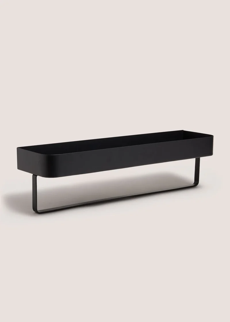 Matalan Black Metal Shelf With Towel Rail