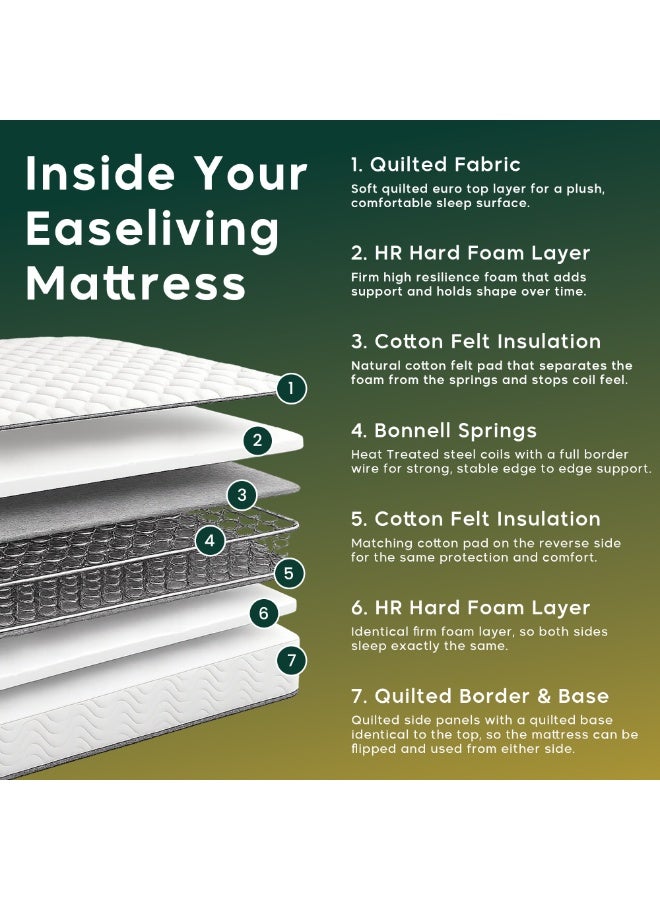 EASELIVING مرتبة Easeliving الطبية بمقاس "كينغ" (180×200 سم) - مرتبة بنوابض "بونيل" (Bonnell) قابلة للقلب بسماكة 20 سم، توفر مستوى راحة متوسطاً وتتميز بنسيج جيد التهوية | مرتبة طبية مصممة لتخفيف الضغط وتناسب جميع أنماط النوم. - Image 4