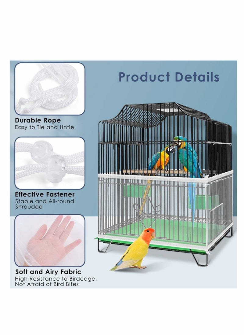 Generic Bissap Adjustable Bird Cage Seed Catcher Net, 59-86'' X 16'' Universal Nylon Mesh Skirt Cover for Parrot Cages, Seed Guard Protector (Cage Not Included) - Black  - Image 5