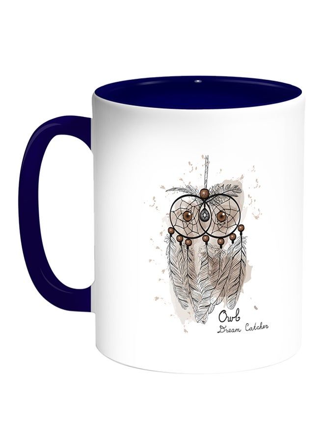 RKN Owl Shape Printed Coffee Mug White/Blue 11ounce - Image 2