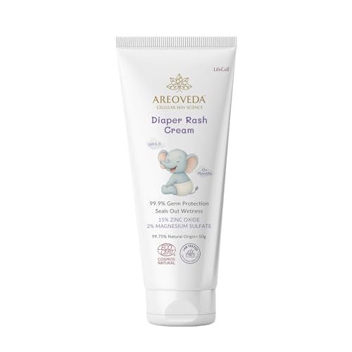 AreoVeda Diaper Rash Cream (50 gm), Suitable for newborns & babies, 15% Zinc Oxide, Prevents & Soothes Rashes from Day 1, Relieves Itchiness & Discomfort - Image 1