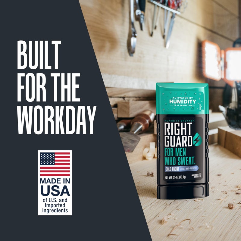 Right Guard Humidity Breaker Antiperspirant & Deodorant for Men, Cold Front Scent, 2.5oz (4 Pack) Invisible Solid, 2X Sweat Protection, 72HR Odor Control, Humidity Activated - Image 5