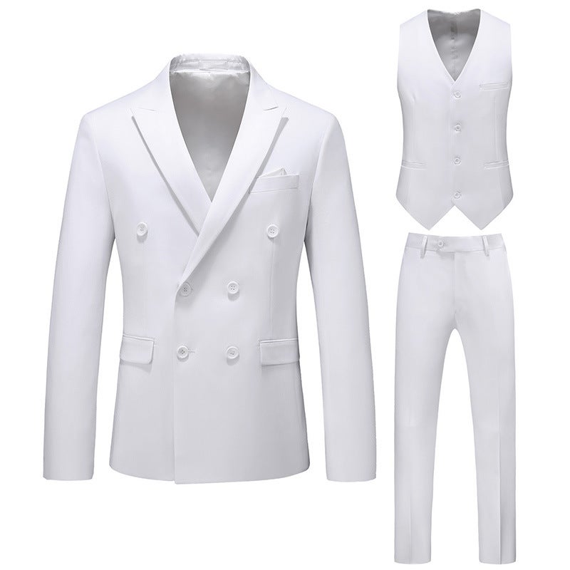 Men'S Hollow Large Size Suit Three-Piece Double-Breasted Business Casual Suit 7110 - Image 1