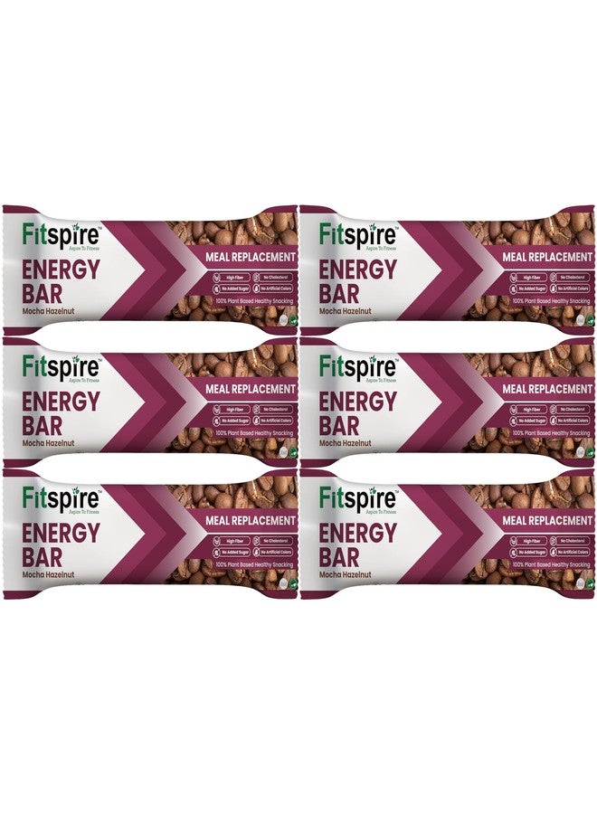 Fitspire Mocha Hazelnut Energy Bar, Pack of 6 Each 35g | Packed with Flakes, Nuts, Seeds & Oats | High Protein & Fibre Crunchy Granola Bars | 100% Plant-Based | With Almonds, Hazelnut & Chia Seeds - Image 1