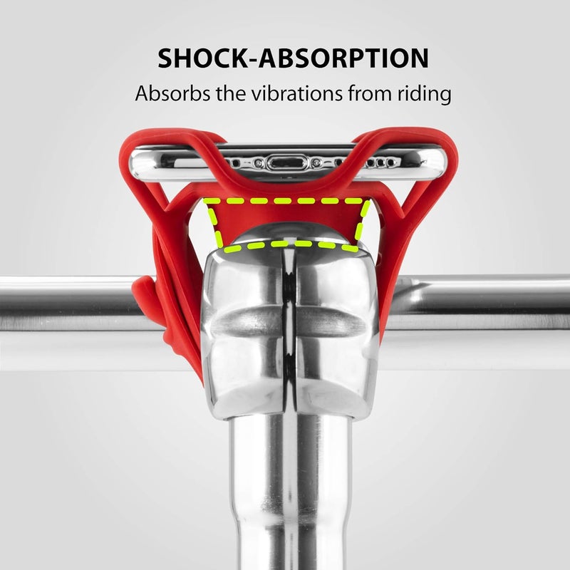 BONE COLLECTION BONE】 Bike Tie Pro 4 Bike Phone Mount Bicycle Phone Holder for Stem Mounting 4.7"-7.2" Cell Phones, Ultra Light Phone Mount for Bike Motorcycle, Designed for Road Touring Bicycle Accessories - Red - Image 5