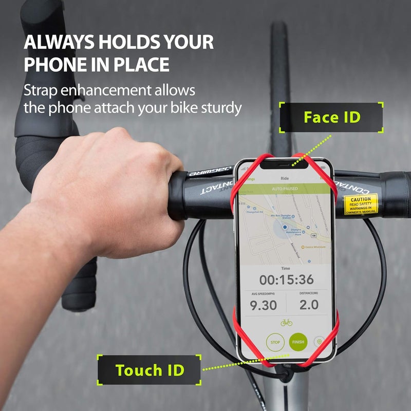BONE COLLECTION BONE】 Bike Tie Pro 4 Bike Phone Mount Bicycle Phone Holder for Stem Mounting 4.7"-7.2" Cell Phones, Ultra Light Phone Mount for Bike Motorcycle, Designed for Road Touring Bicycle Accessories - Red - Image 4
