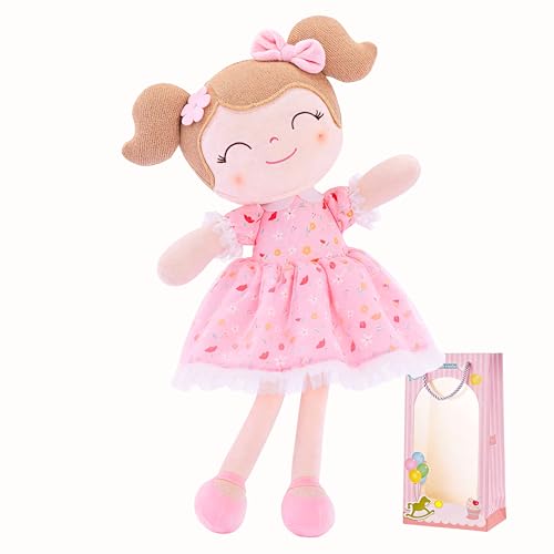 Gloveleya Baby Girl Gift Soft First Baby Doll Plush Doll Floral Pink - Image 1