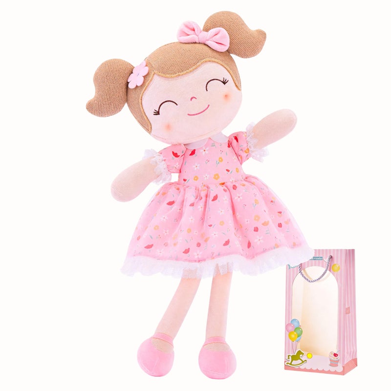 Gloveleya Baby Girl Gift Soft First Baby Doll Plush Doll Floral Pink - Image 2