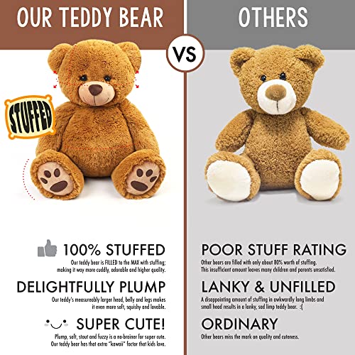LotFancy Teddy Bear Stuffed Animals, 20 inch Brown Soft Cuddly Stuffed Plush Bear, Cute Stuffed Animals Toy with Footprints, Gifts for Kids Baby Toddlers on Baby Shower, Easter Decoration - Image 4