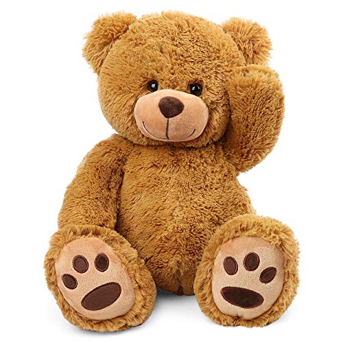LotFancy Teddy Bear Stuffed Animals, 20 inch Brown Soft Cuddly Stuffed Plush Bear, Cute Stuffed Animals Toy with Footprints, Gifts for Kids Baby Toddlers on Baby Shower, Easter Decoration - Image 1