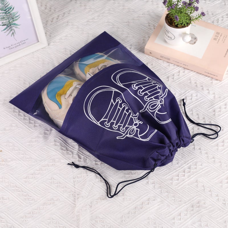 Dustproof Shoe Storage Bags Drawstring Organizer Navy blue
