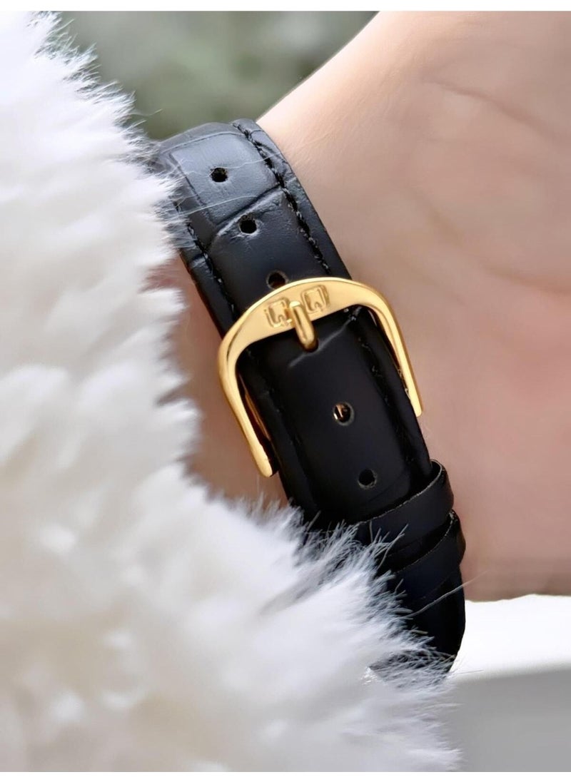 Q&Q Minimal Elegant Thin Case Women's Leather Band Wristwatch  - Image 3
