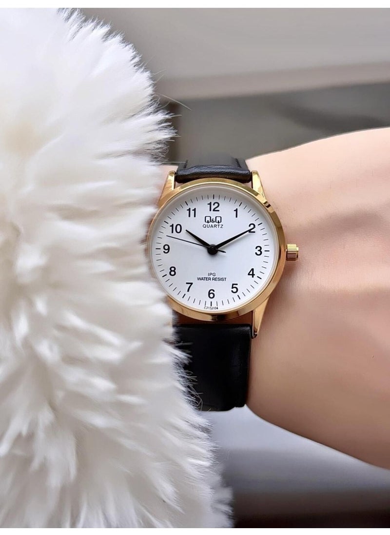Q&Q Minimal Elegant Thin Case Women's Leather Band Wristwatch  - Image 2