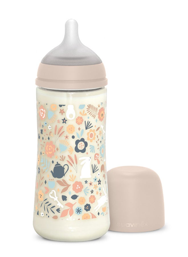 SUAVINEX Polyamide Baby Feeding Bottle With Thick-Flow Physiological Nipple Teat, Mimics Natural Breastfeeding Experience, +6 Months 360Ml - Pink - Image 1