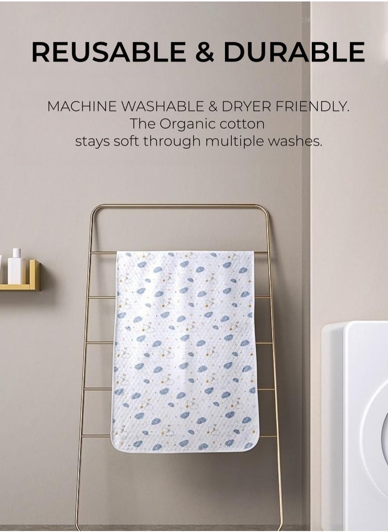 Be a better mom - Baby Changing Pad Liners - Portable Waterproof Ultra Absorbent and Soft Diaper Mat - Changing Table Covers for Home & Travel - Washable Baby Changing Mat - Baby Gift (Clouds, 50x70cm) - Image 1