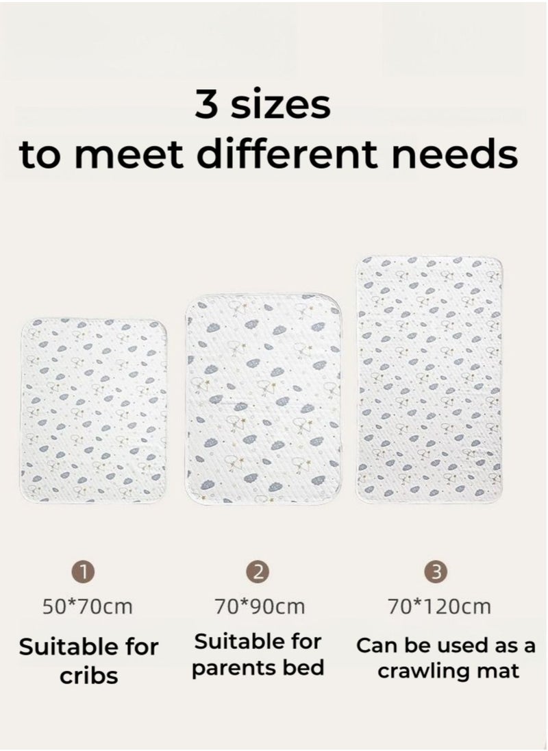 Be a better mom - Baby Changing Pad Liners - Portable Waterproof Ultra Absorbent and Soft Diaper Mat - Changing Table Covers for Home & Travel - Washable Baby Changing Mat - Baby Gift (Clouds, 50x70cm) - Image 1