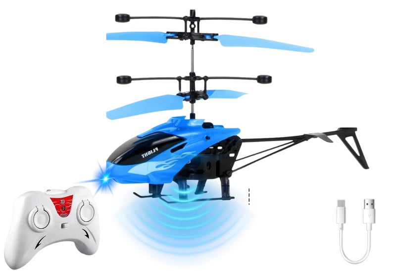 KRIMION Remote Control Helicopter Toy for Kids Gravity Sensing Helicopter with, Rechargeable Battery, LED Lights Indoor Toy for Ages 6+ Birthday Gift Chirstmas Gift, (Pack of 1) (Blue) - Image 5