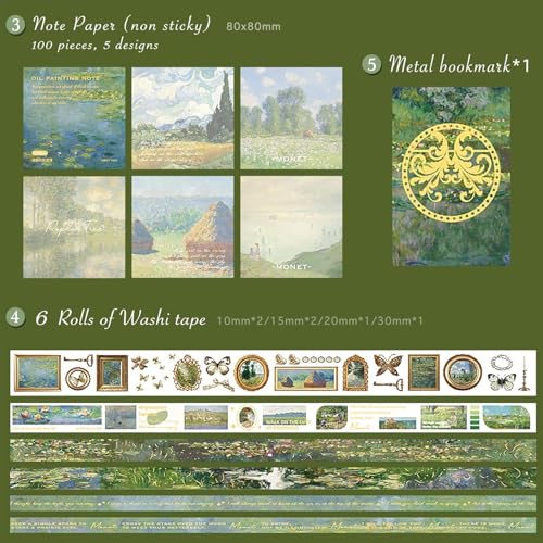Invite Enterprise Invite 346pcs Journal Supplies Kit Vintage Scrapbook Stickers Art Journaling Bullet Junk Journal Planners DIY Decoration Paper Stickers Craft Kits Notebook Collage Album (Green River Book) - Image 3