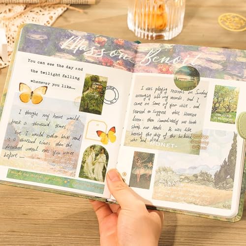 Invite Enterprise Invite 346pcs Journal Supplies Kit Vintage Scrapbook Stickers Art Journaling Bullet Junk Journal Planners DIY Decoration Paper Stickers Craft Kits Notebook Collage Album (Green River Book) - Image 5