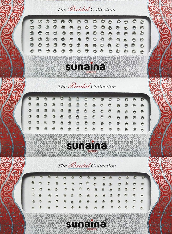 Sunaina Bridal Collection Mix Size Silver Stone Bindis for Women [SBCSS101] - Image 1