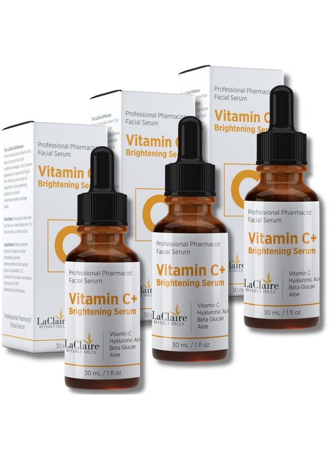 laclaire LaClaire Vitamin C+ serum 3-Pack, Strong vitamin C serum, brightening serum for face, topical facial serum with Hyaluronic acid, Vitamin C facial brightening serum, Vitamin C+, Made in the USA  - Image 1