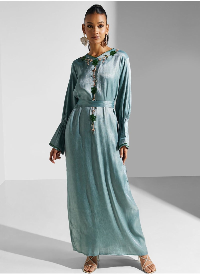 hayas closet - Embellished Belted Jalabiya - Image 1