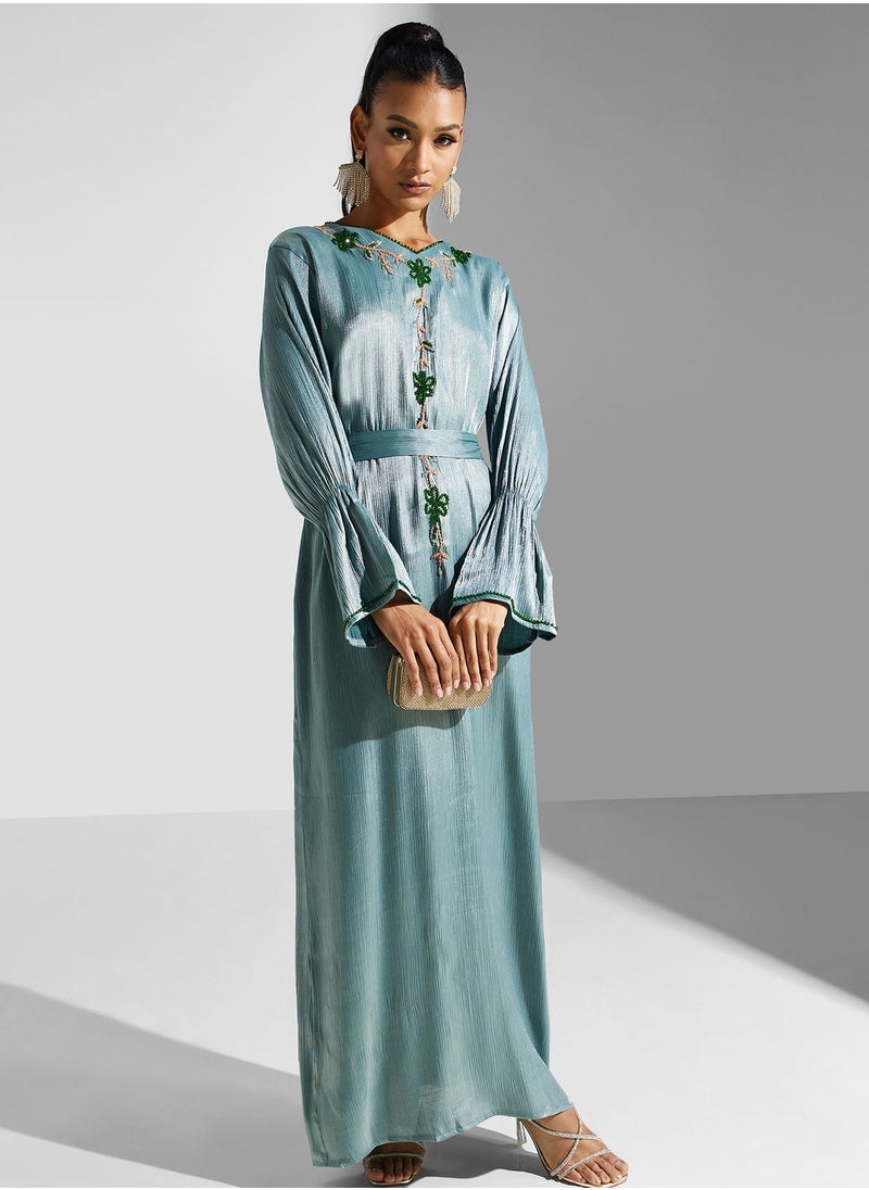 hayas closet - Embellished Belted Jalabiya - Image 1