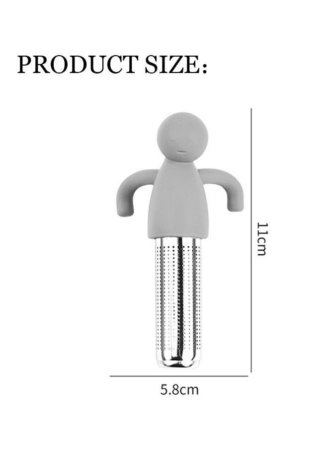 Generic - Stainless Steel Fine Mesh Cartoon Tea Infuser for Loose Tea, Anti Scalding Silicone Handle Tea Strainer, Herbal Tea and Spices Fast Steeper Filter(Gray) - Image 1